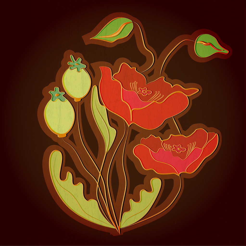 Vector background with poppies. - Vector, Image