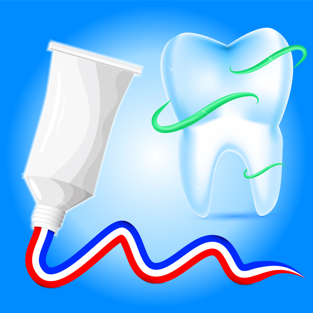 Ilustración vectorial de la protección dental con pasta dental
 - Vector, Imagen