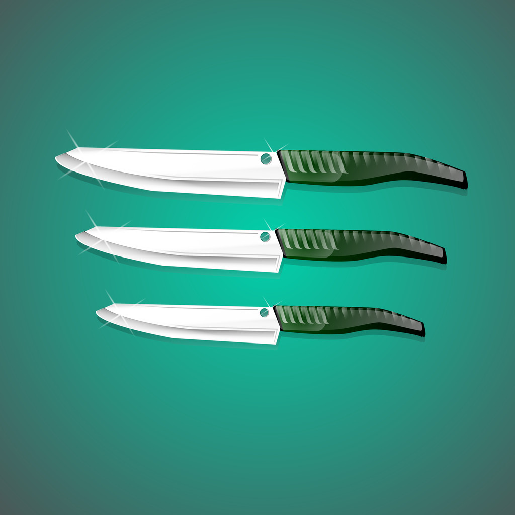 Kitchen knives on green background. Vector - Vector, Image