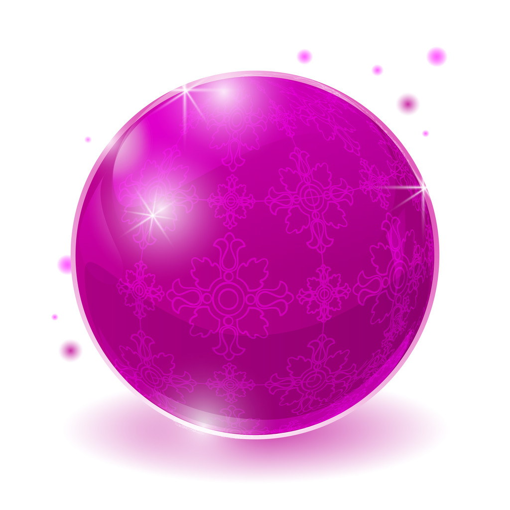 白で隔離されるピンクの光沢のある球. - ベクター画像