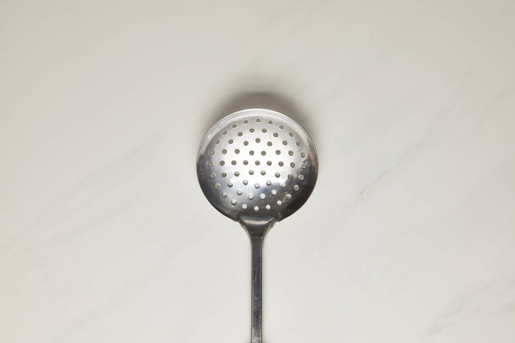 top view of ladle on white marble surface - Photo, Image
