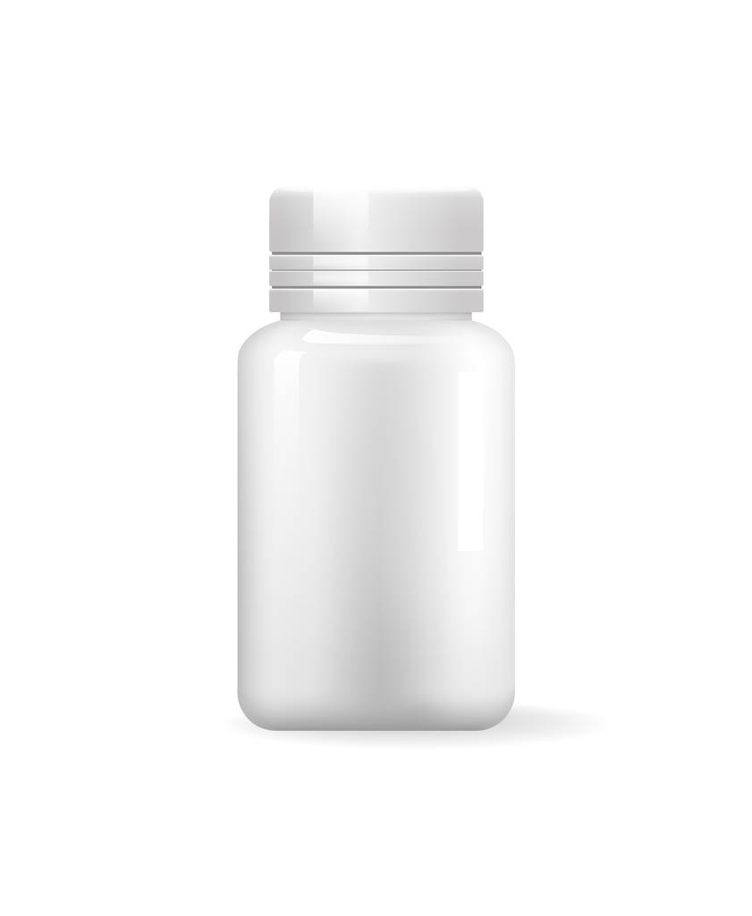 Icono aislado de la botella de la píldora. Recipiente médico en blanco
 - Vector, Imagen