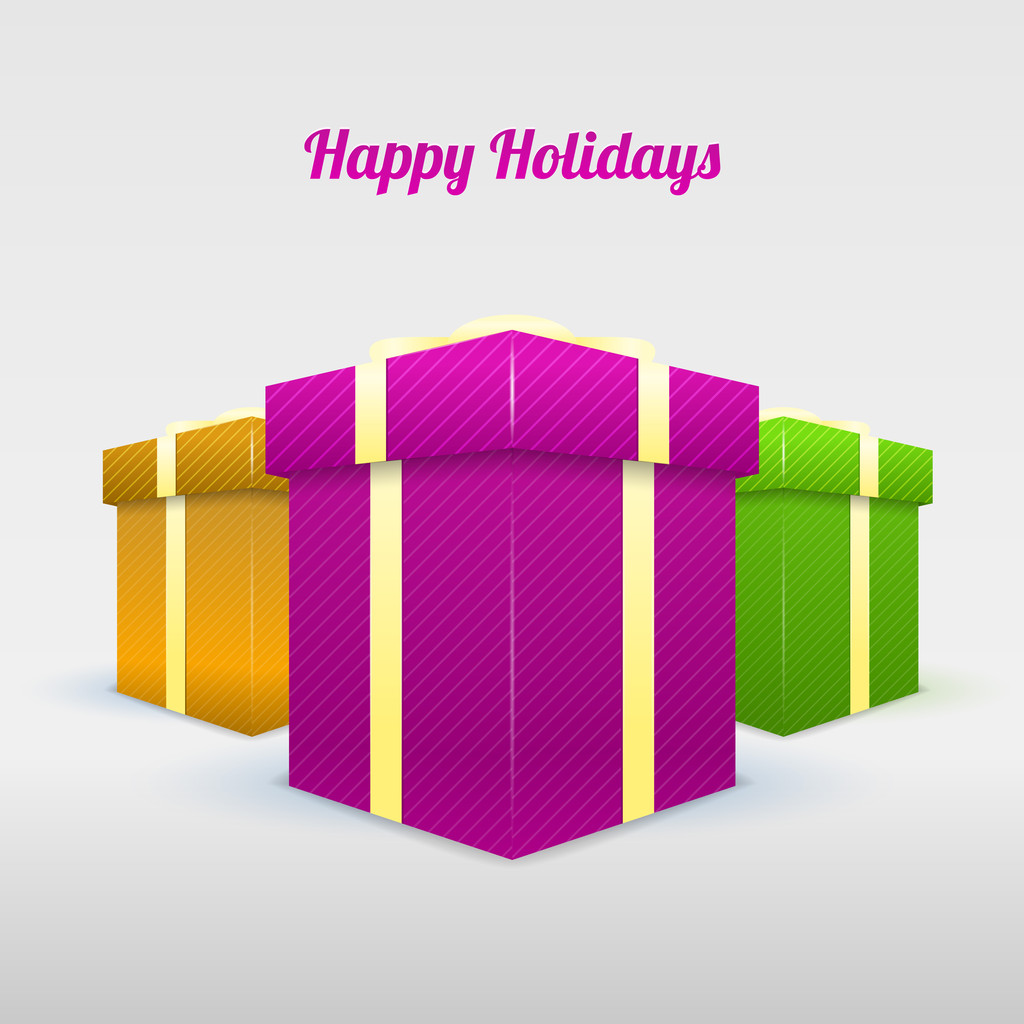 Conjunto de cajas de regalo - Felices fiestas
 - Vector, imagen