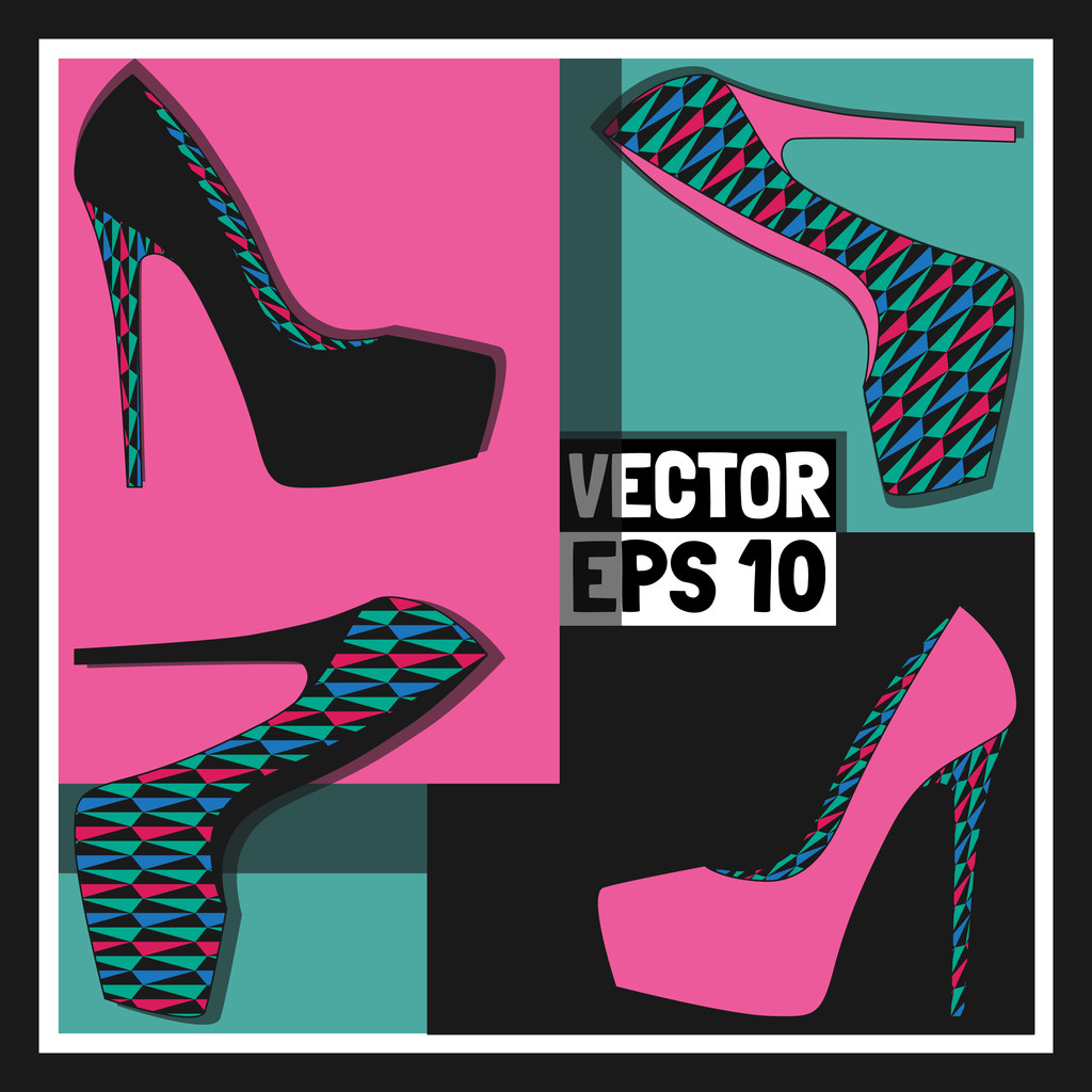 Мода женская обувь, вектор
 - Вектор,изображение