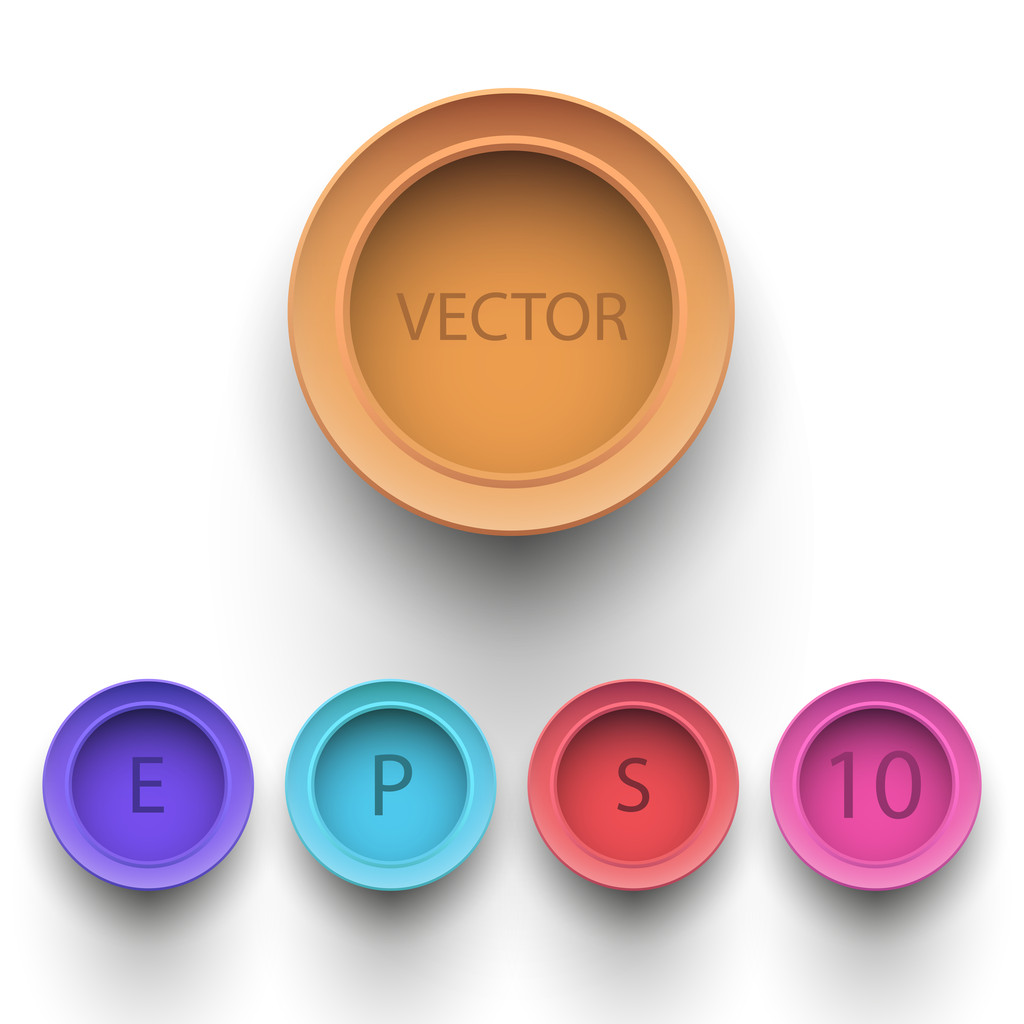 Conjunto de coloridos botones 3d. Ilustración vectorial. - Vector, imagen