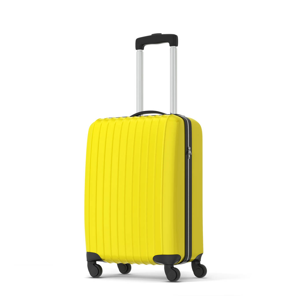 Βαλίτσα πλαστικό ταξιδιού. 3D απεικόνιση που απομονώνονται σε λευκό φόντο  - Φωτογραφία, εικόνα