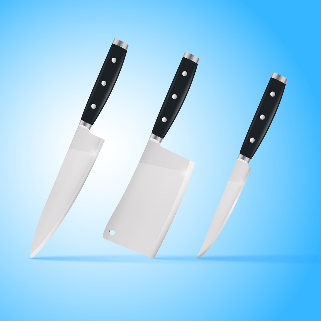 Κουζίνα του σεφ τρεις λάξευση μαχαίρια - Διάνυσμα, εικόνα