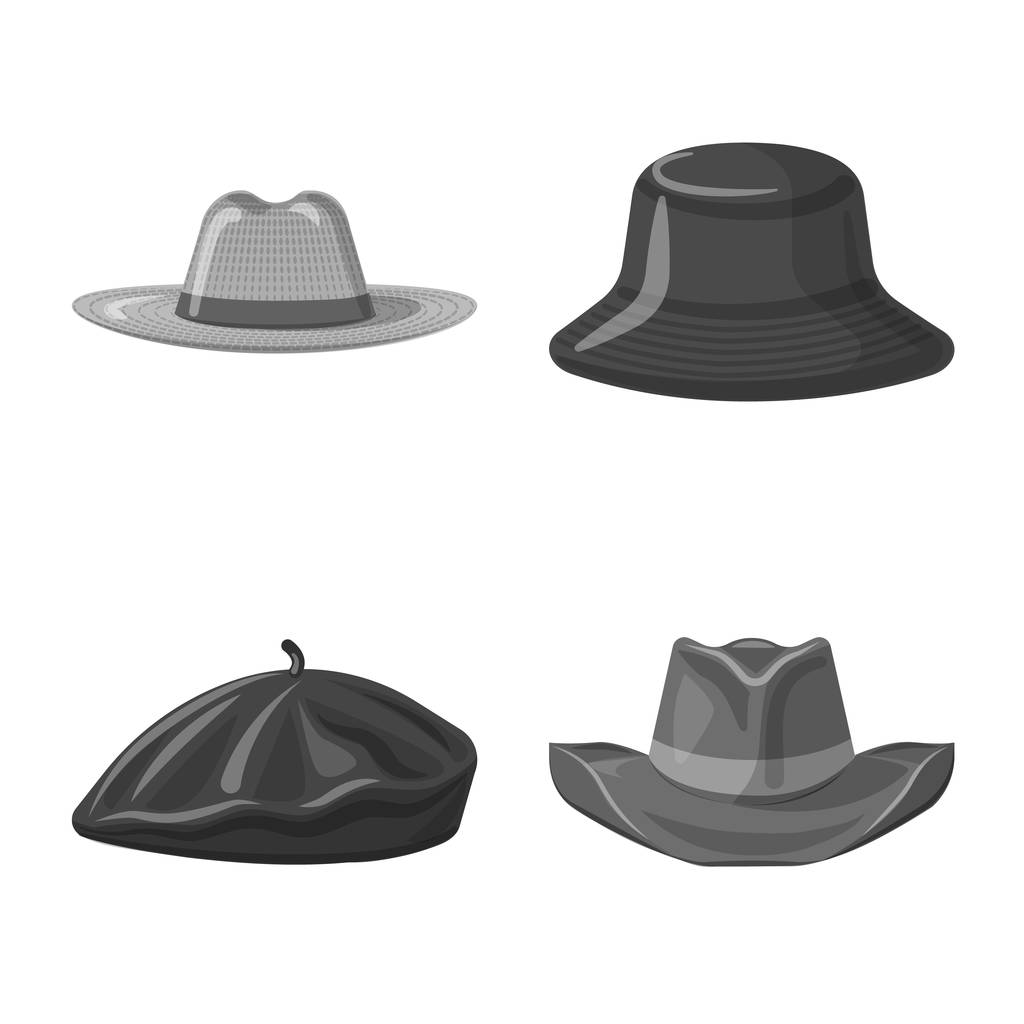 Isolated object of headwear and cap symbol. Collection of headwear and accessory vector icon for stock. - Vector, Image