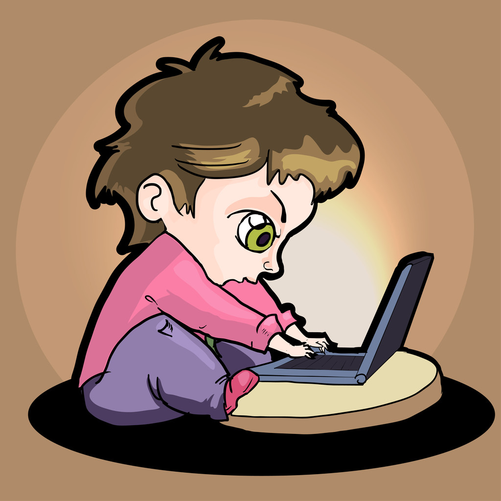 Illustration eines Jungen mit Laptop - Vektor, Bild
