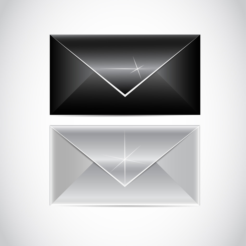 envelopes preto e branco, vetor
 - Vetor, Imagem
