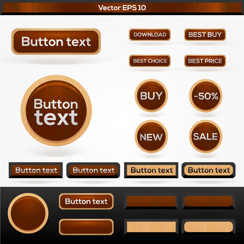 Набор векторных деревянных кнопок продажи
 - Вектор,изображение