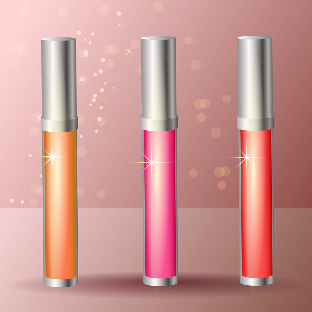 Three colored lip gloss - Vector, Image
