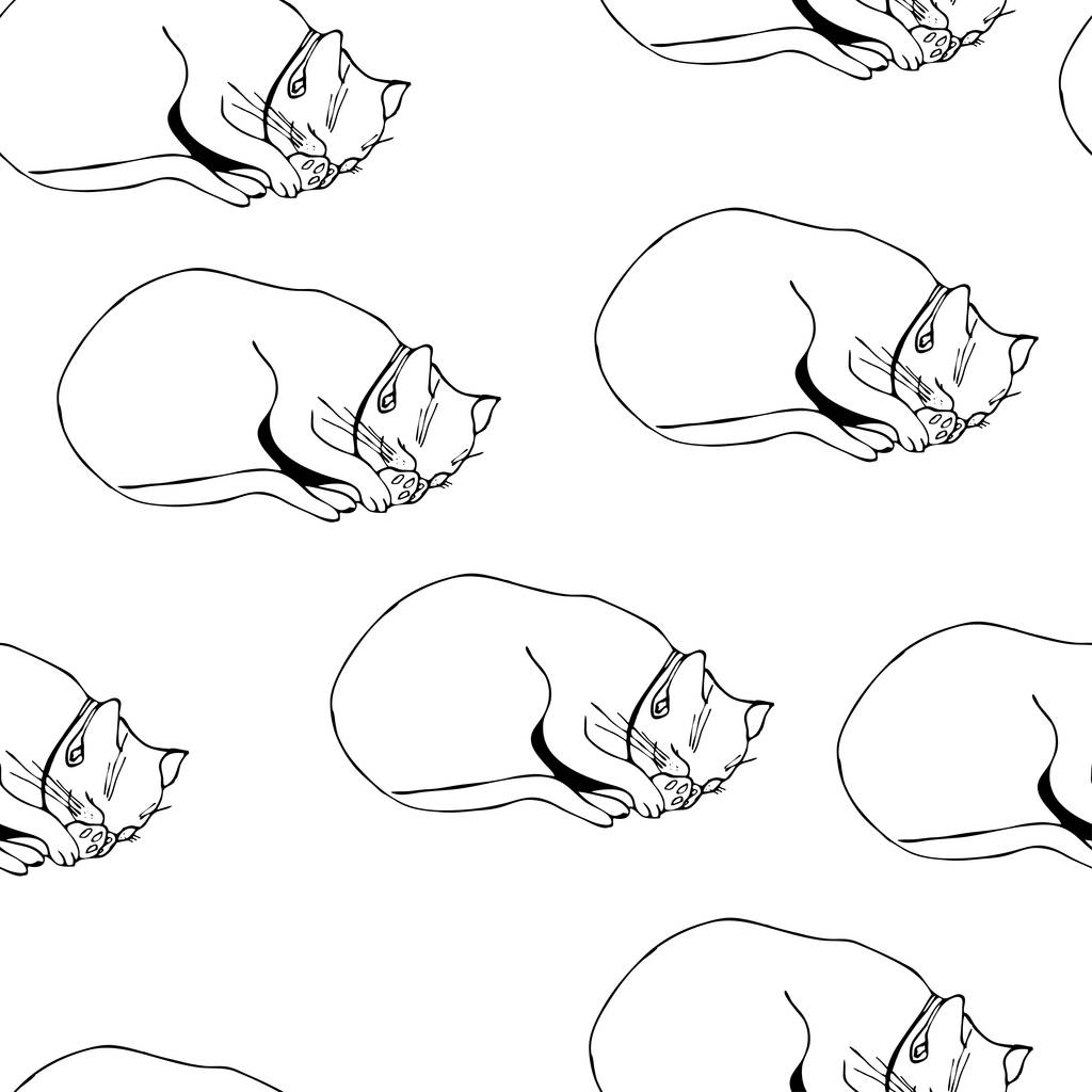Tatlı kedi yavrusu sorunsuz vektör tek renkli desen  - Vektör, Görsel