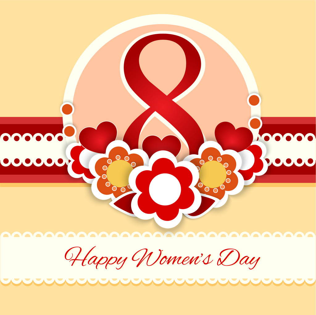 Tarjeta de felicitación vectorial de día para mujer con flores
 - Vector, imagen