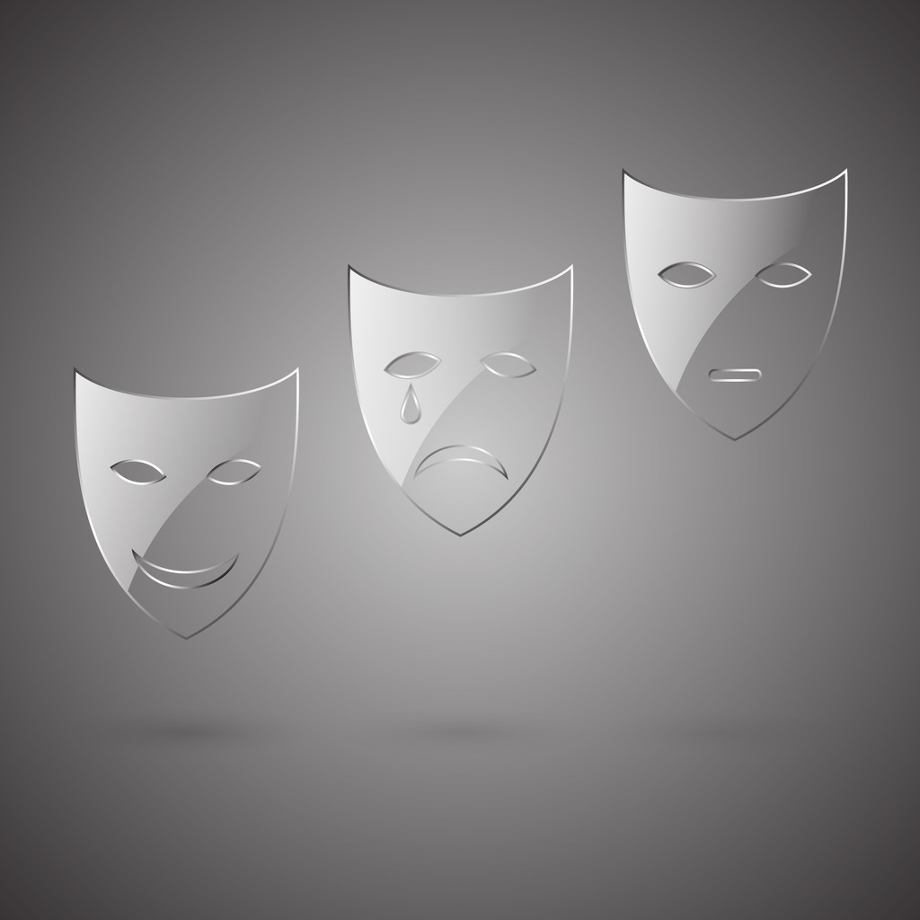 Стеклянная комедия, трагедия и маска для лица
 - Вектор,изображение