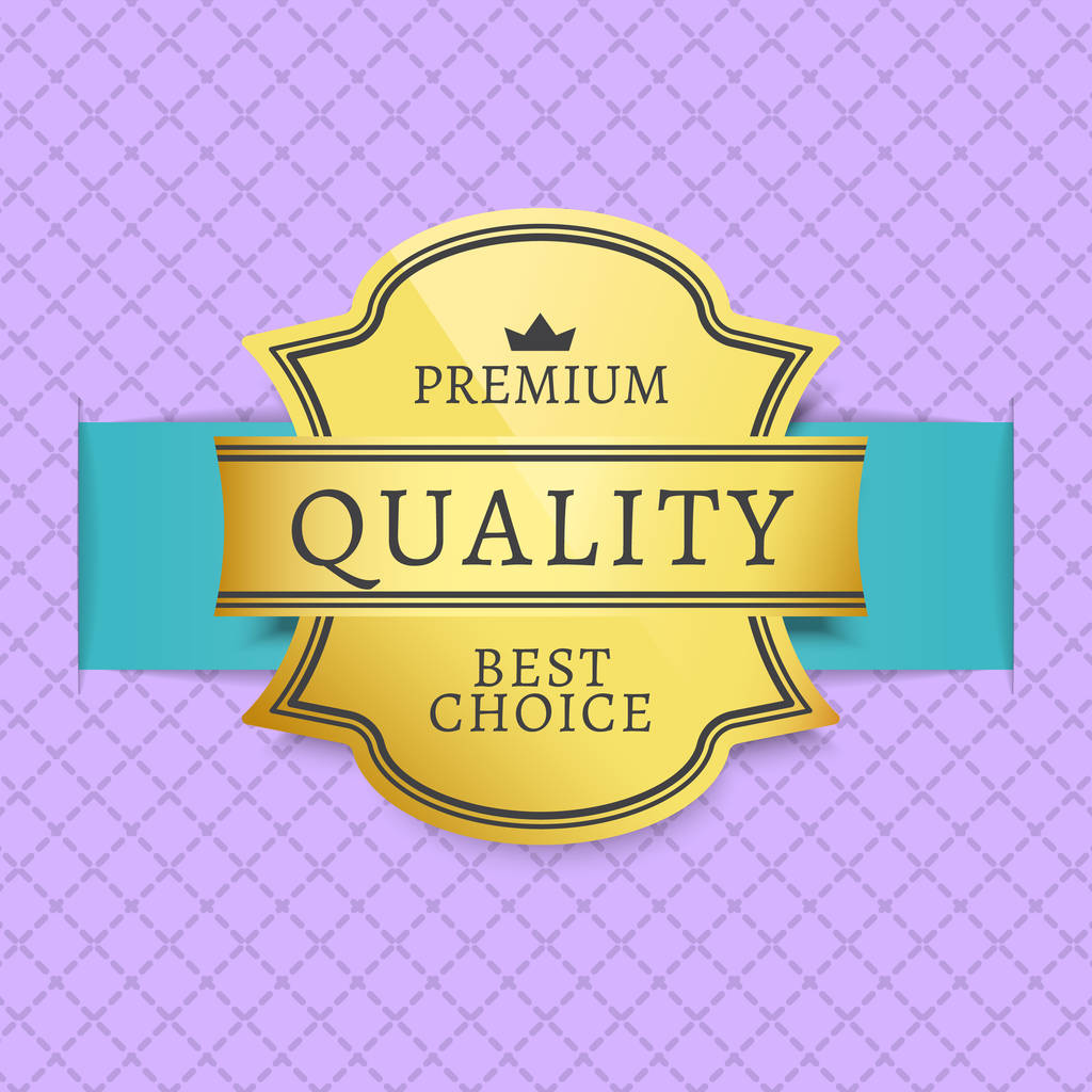 A legjobb választás prémium minőségű arany kockás címke - Vektor, kép