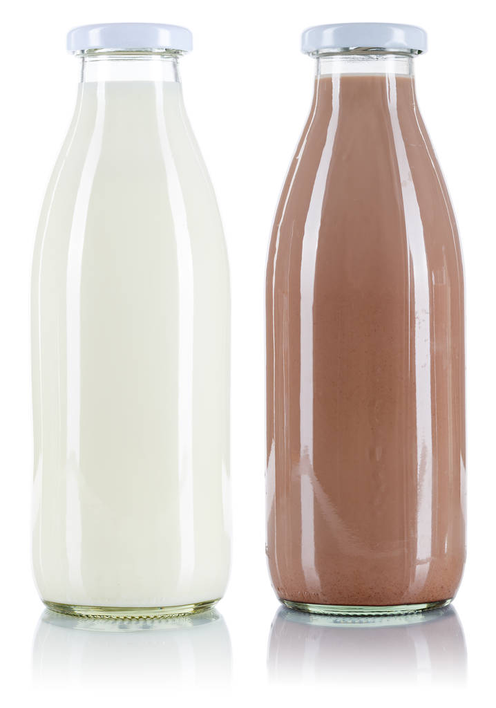 Milk and chocolate drink bottle isolated on a white background - Photo, Image