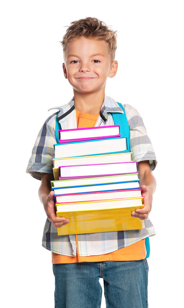 jongen met boeken - Foto, afbeelding