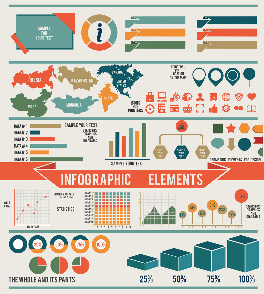 Set di elementi infografici per il design
 - Vettoriali, immagini