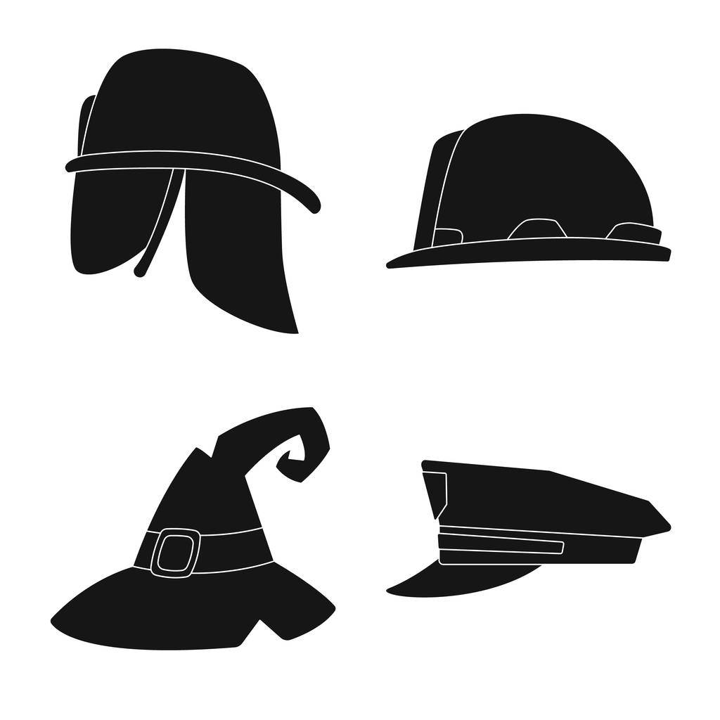 Objet isolé de coiffure et chapeau signe. Collection de headwear et accessoire stock symbole pour le web
. - Vecteur, image