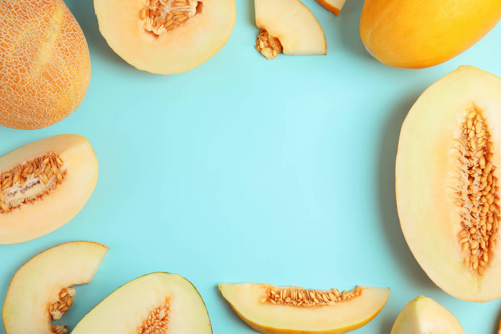 Cadre en melons avec espace pour le texte sur fond de couleur
 - Photo, image