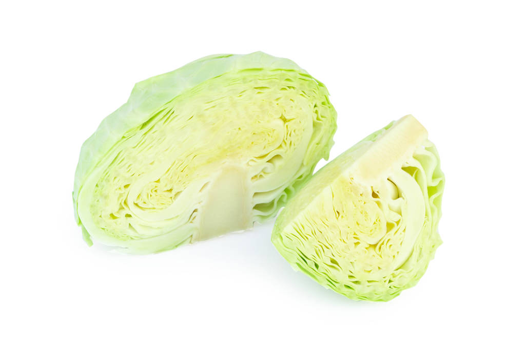 Green cabbage slice isolated on white background. - Photo, Image