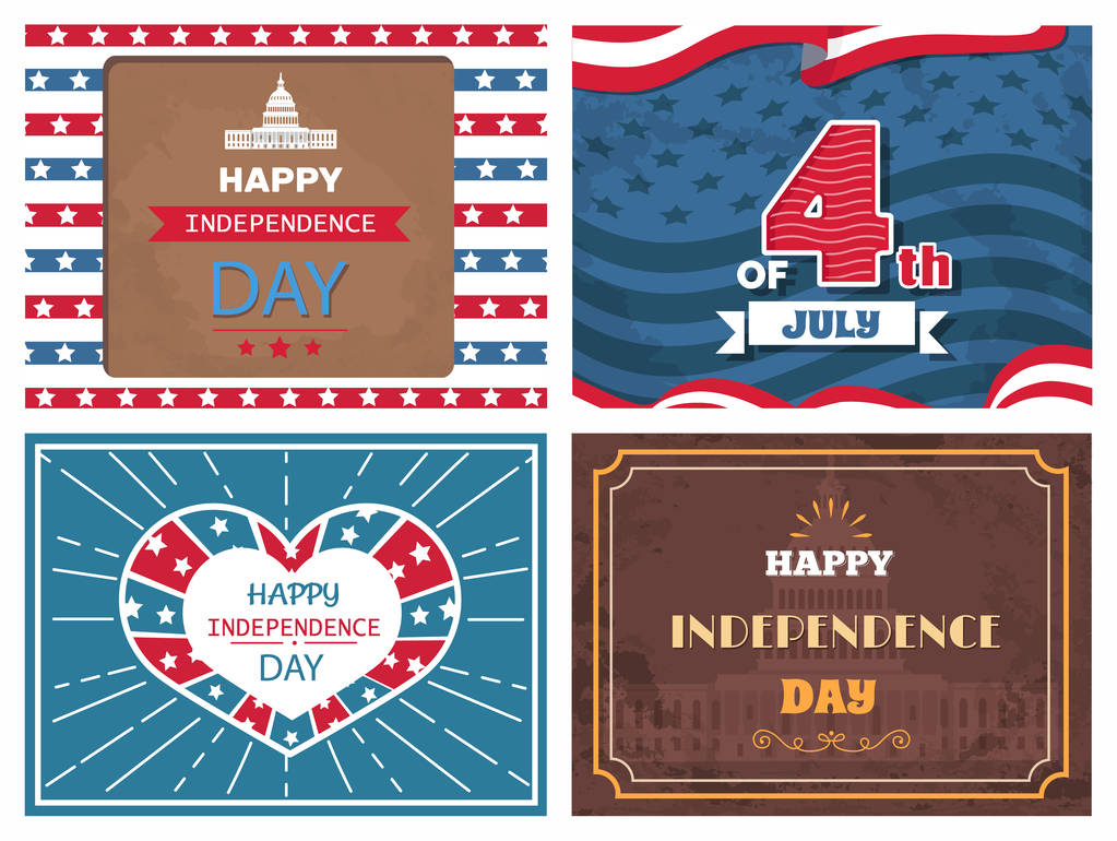Plakátok szentelt az amerikai függetlenség napja - Vektor, kép