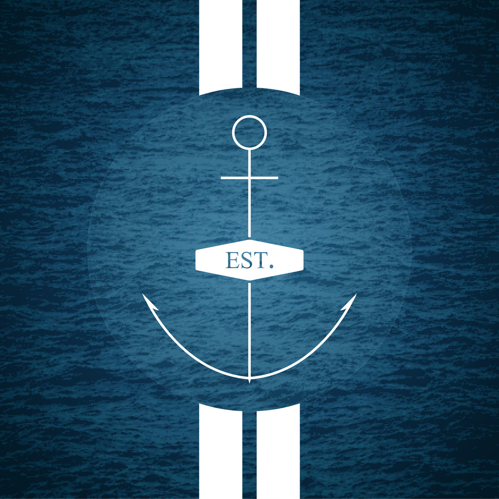 Vector illustration of anchor on sea background - Vector, Image
