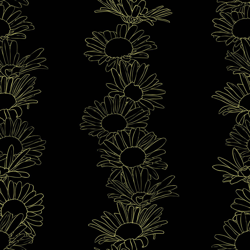 vector patrón sin costura con flores de margarita dibujo
 - Vector, Imagen