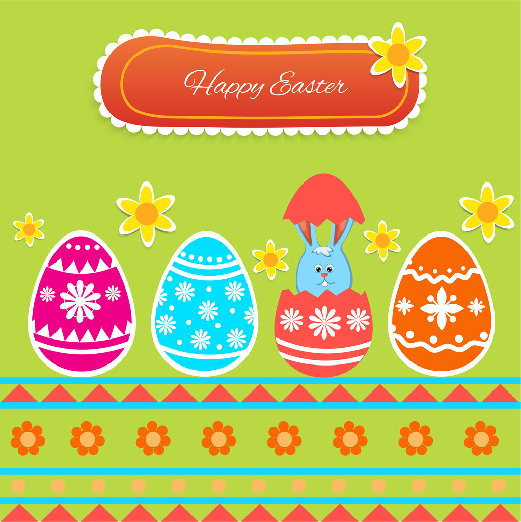 szczęśliwy kartka Wielkanocna - ilustracja wektorowa - Wektor, obraz