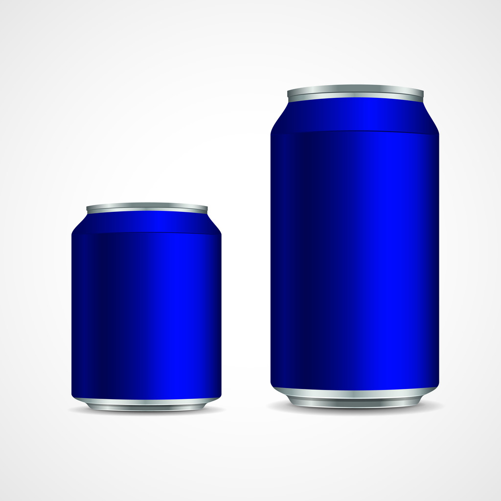 Two blue aluminum cans - Vector, Image