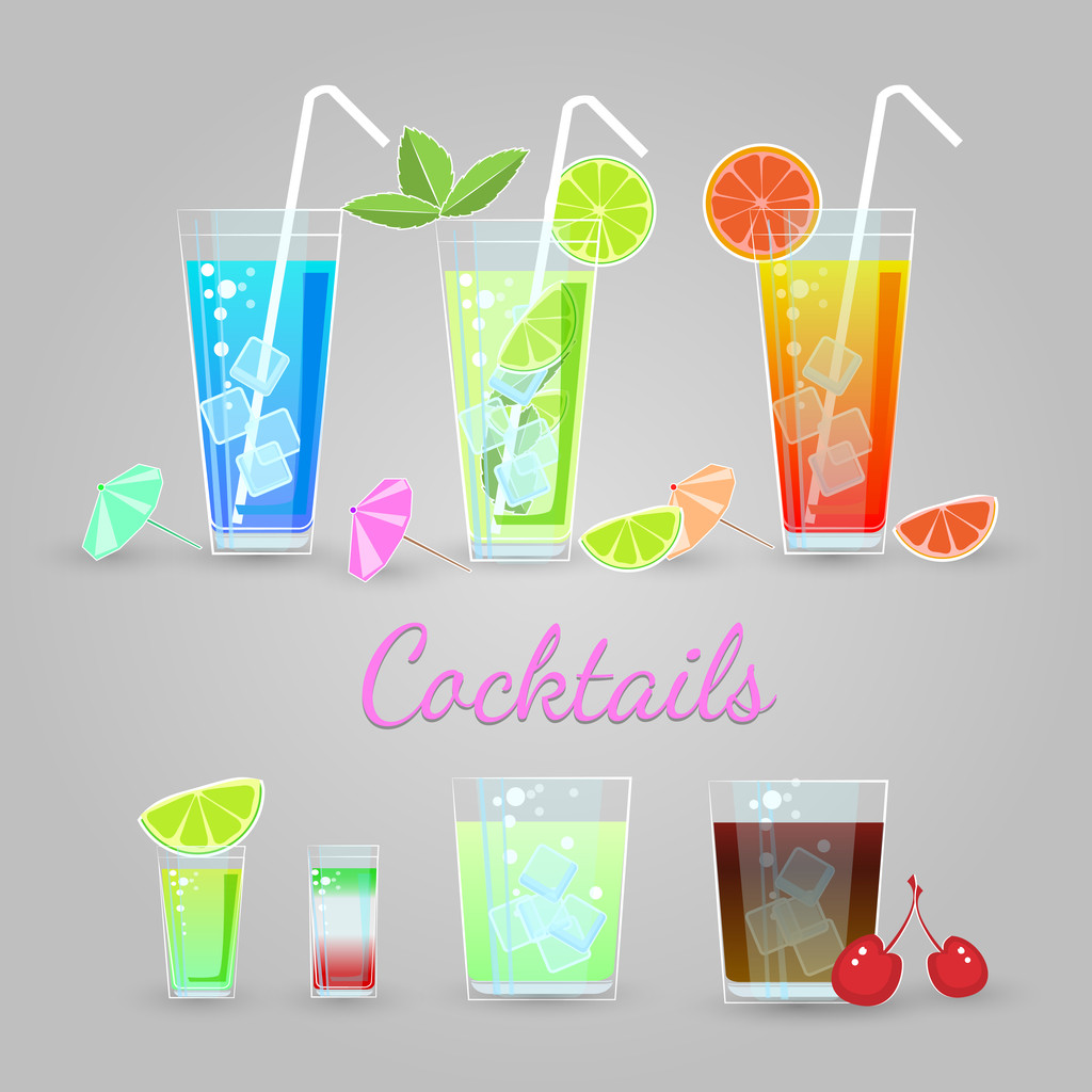 Vector set of cocktails - Vector, Image