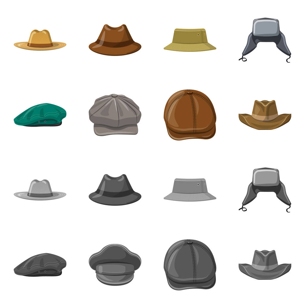 Vektor kalapáruk és kap ikon illusztrációja. Sapkak és tartozék tőzsdei szimbólum a web. - Vektor, kép