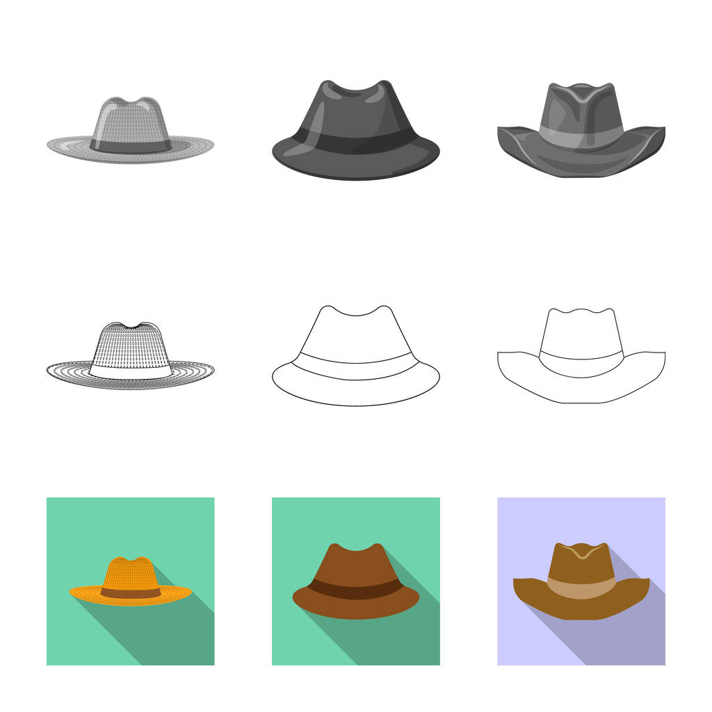 Απομονωμένο αντικείμενο καπέλα και καπάκι εικονίδιο. Συλλογή από καπέλα και αξεσουάρ σύμβολο μετοχής για το web. - Διάνυσμα, εικόνα