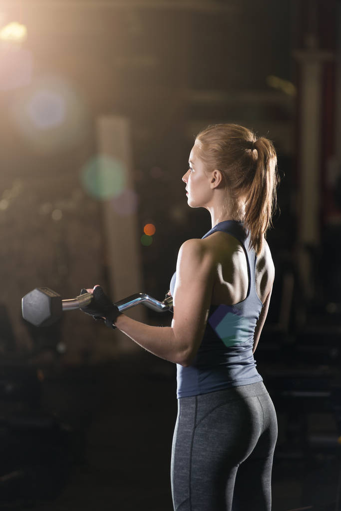 Young woman lifting the dumbbells - Photo, Image