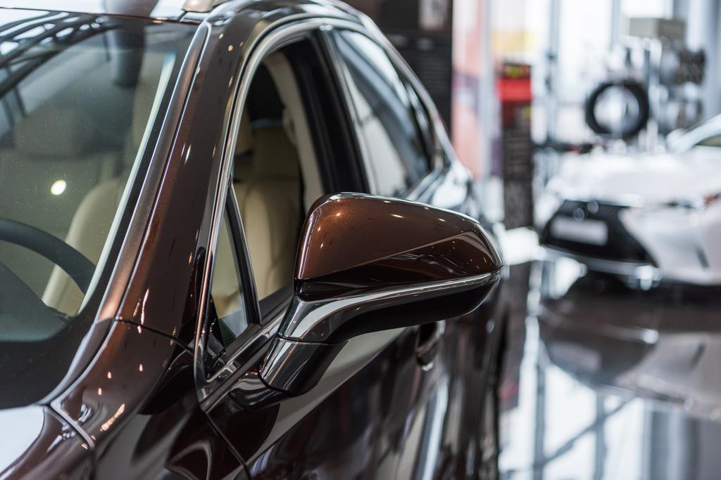 selective focus of luxury cars at dealership salon - Photo, Image