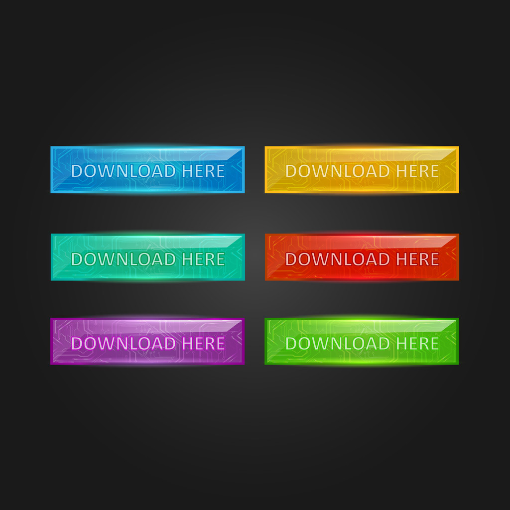 Vector set of colored glowing buttons download - Vector, Image