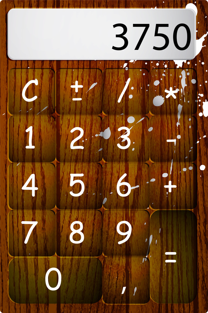 Векторний дерев'яний калькулятор з краплями
 - Вектор, зображення