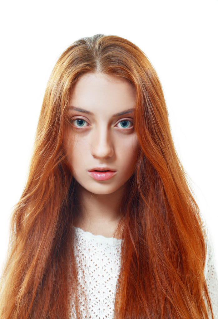 美しい赤い髪の 10 代 - 写真・画像