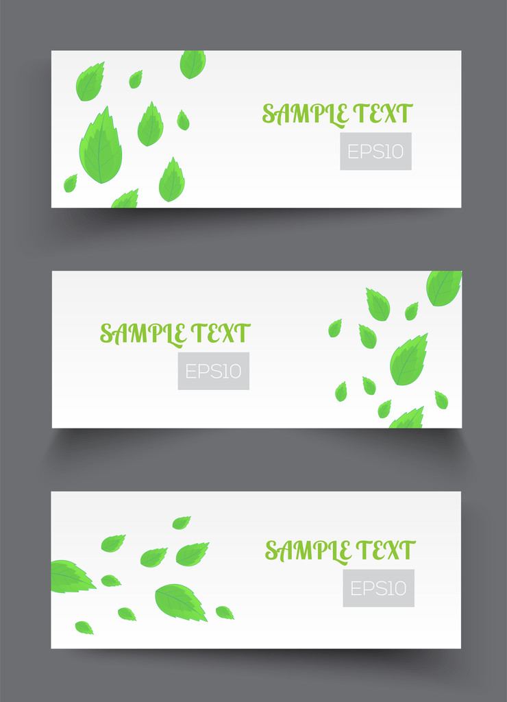 Vector banners with green leaves - Vector, Image