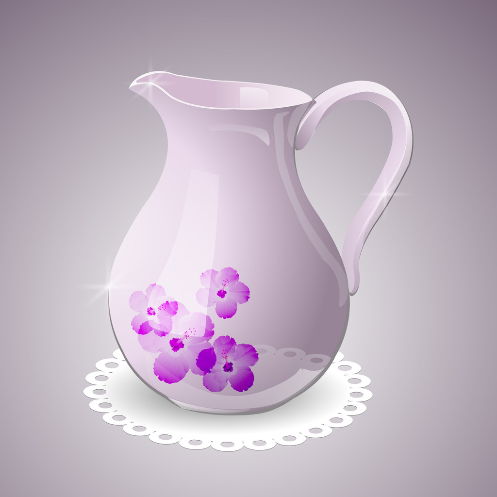 Vector pitcher decorated with flowers - Vector, Image