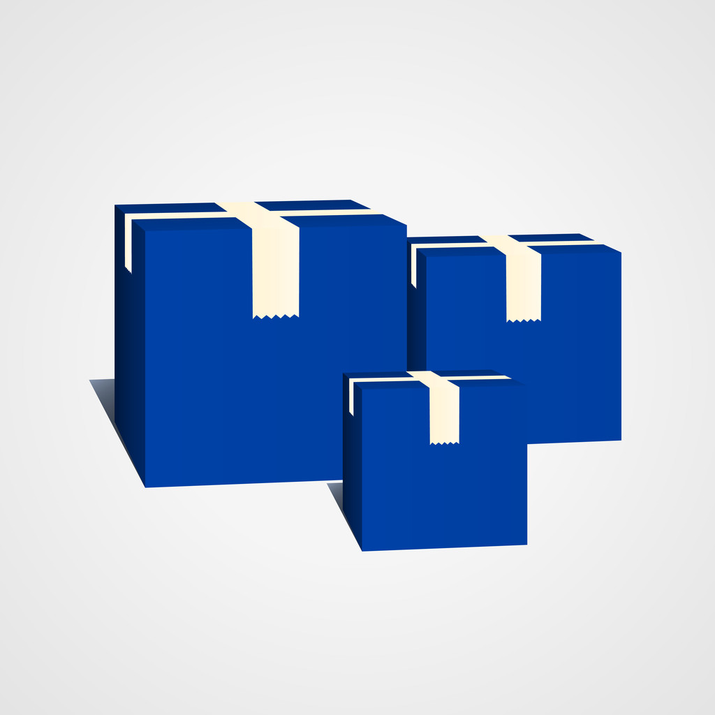 open en gesloten blauwe dozen. vector - Vector, afbeelding