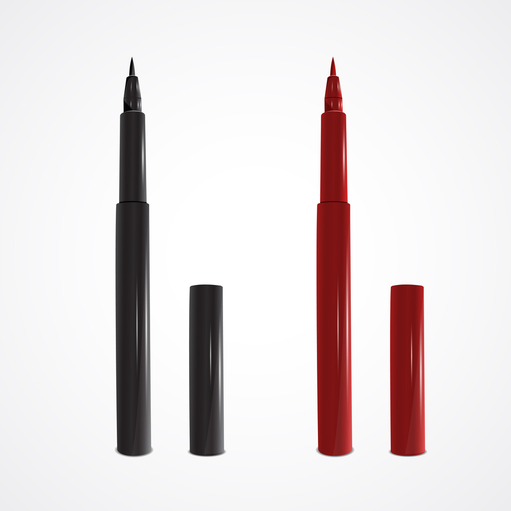 vetor zwarte en rode viltstiften - Vector, afbeelding