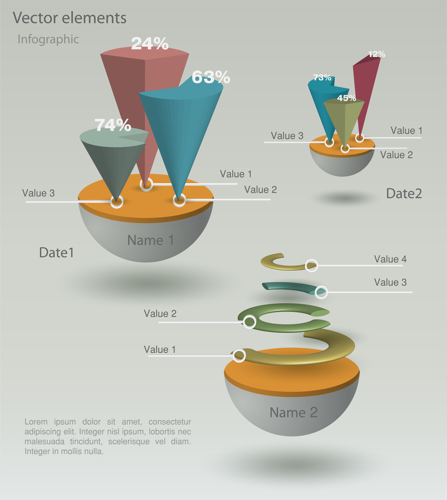 Paper Origami Infographic Elements - Vector, Image