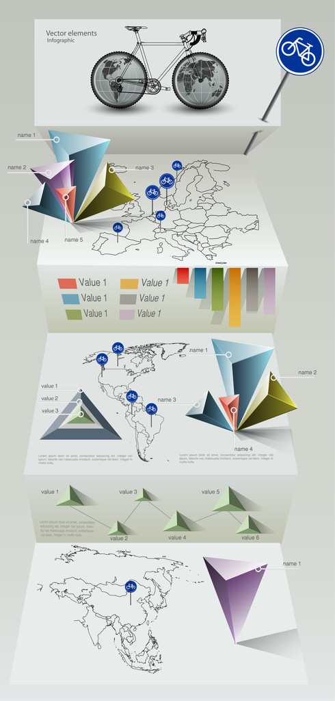 Papel Origami Elementos Infográficos
 - Vector, Imagen