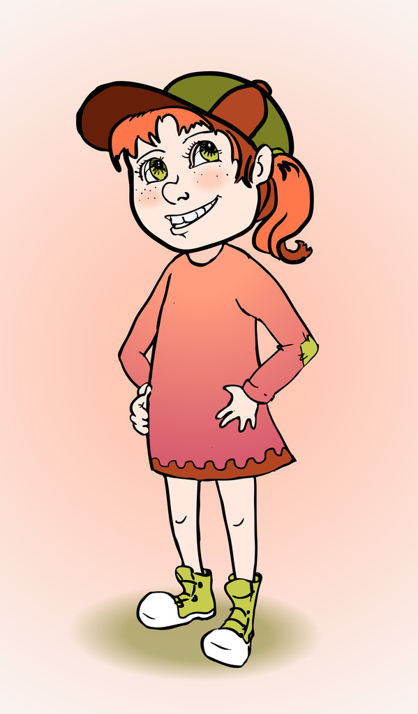 vektorové roztomilá dívka s rudými vlasy - Vektor, obrázek