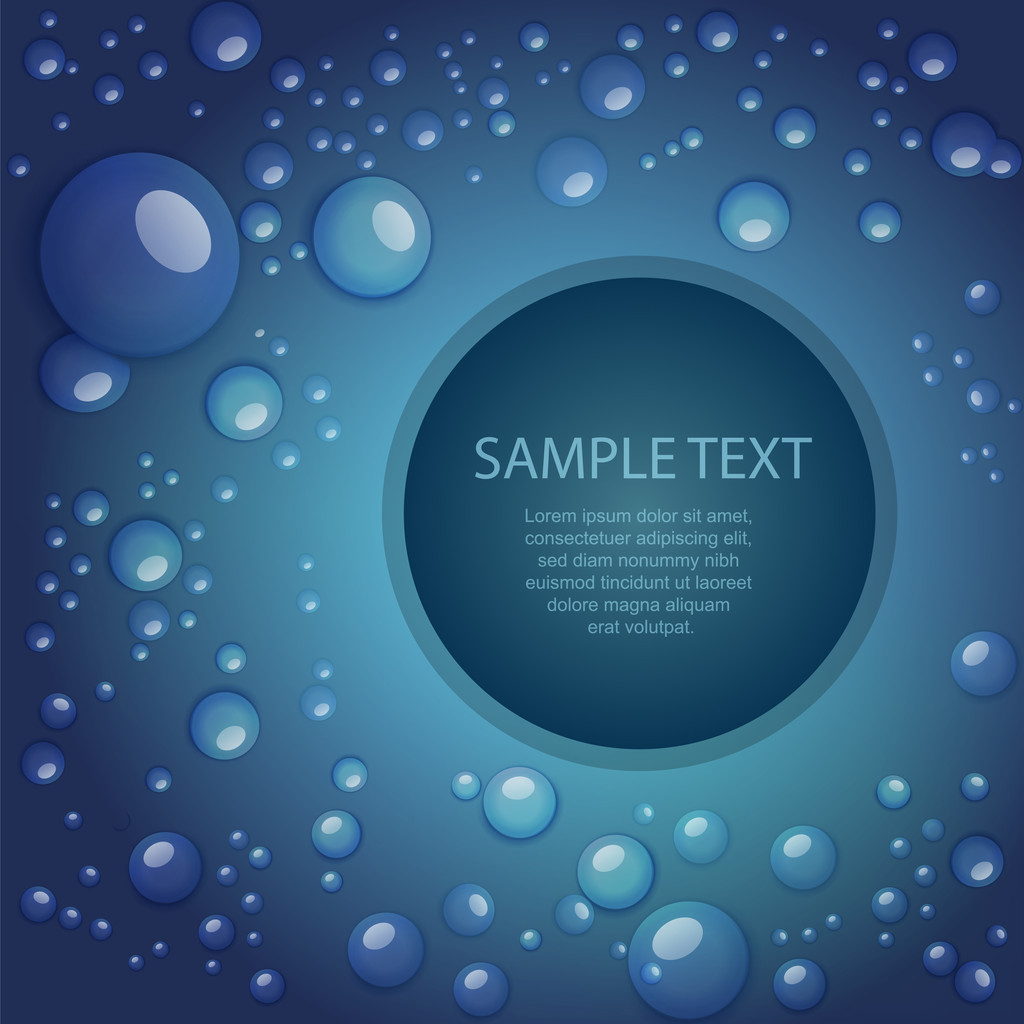 Blue abstract background with drops and copy space - Vector, Image