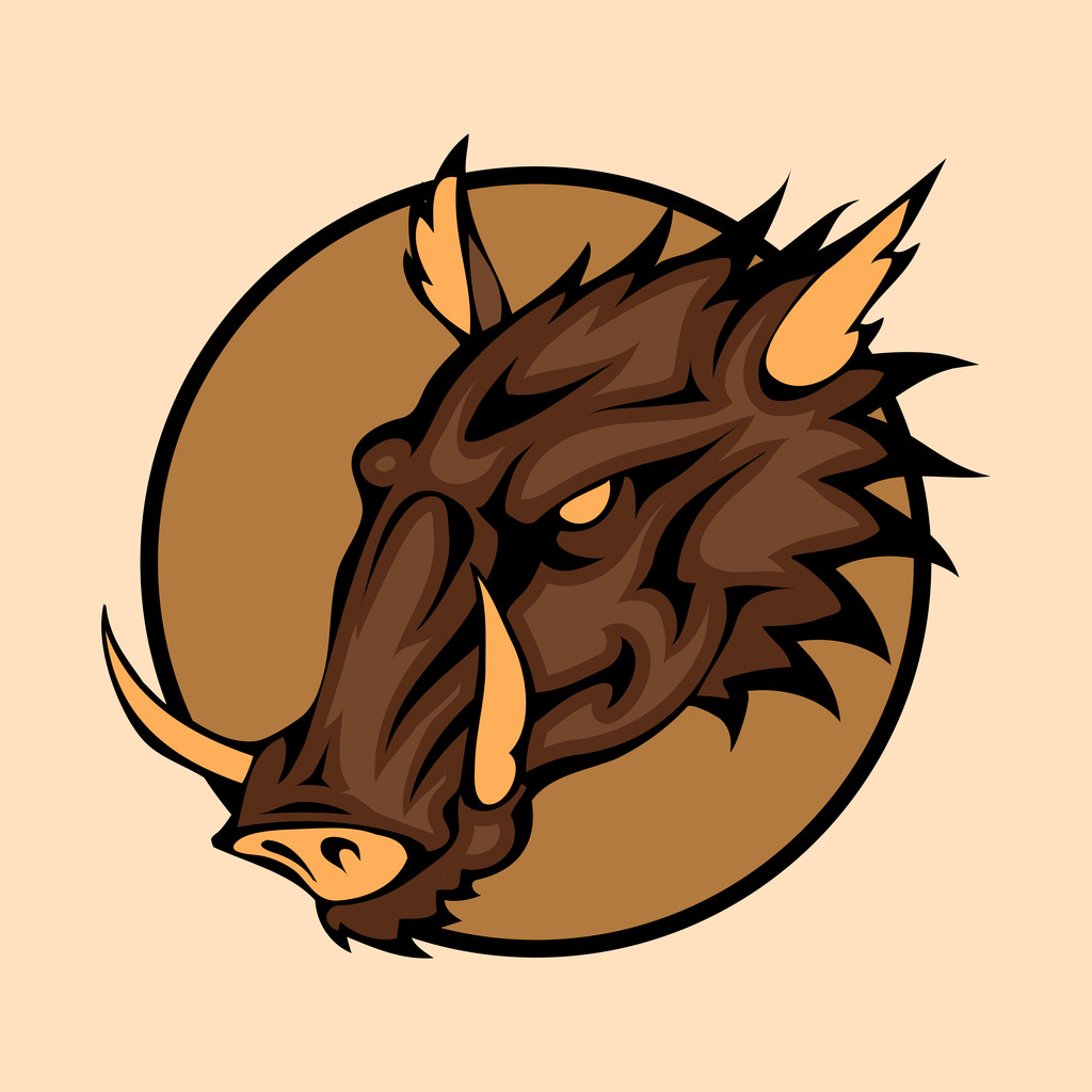 Vector illustration of a wild boar head snapping set inside circle. - Vector, Image