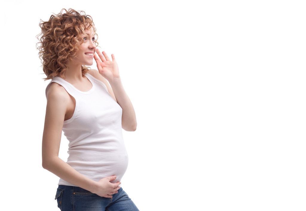 Mulher grávida isolada em fundo branco - Foto, Imagem