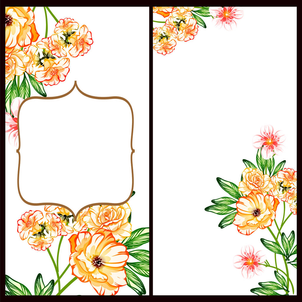 Cartões de casamento estilo vintage flor definido. Elementos florais e molduras. - Vetor, Imagem